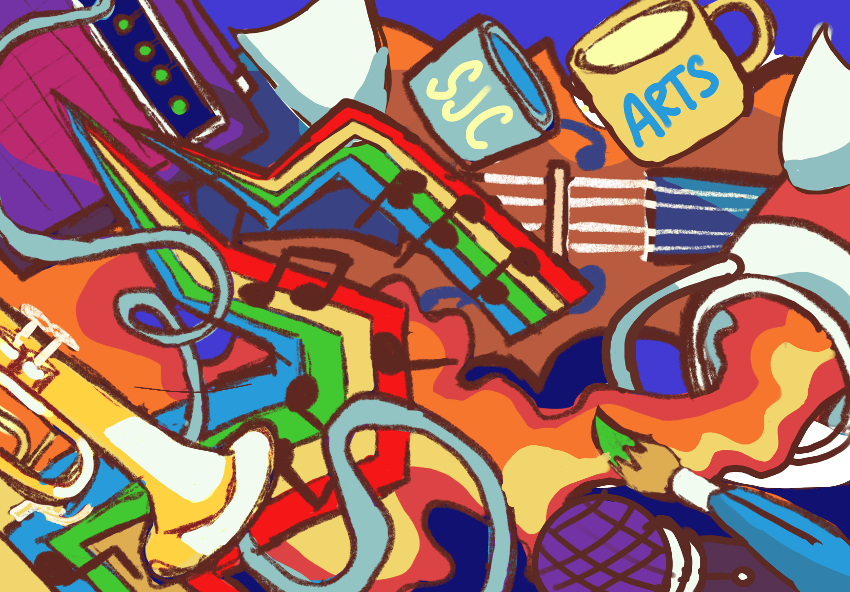 Ditigal sketch planning mural design
